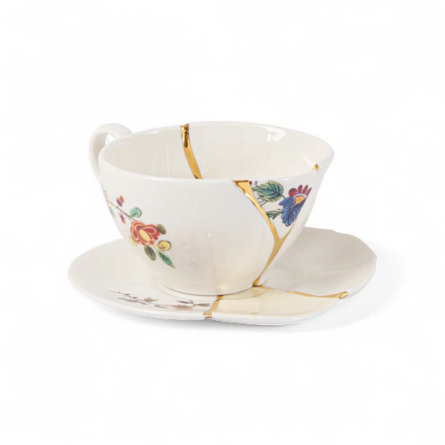 tazza da tè con piattino kintsugi