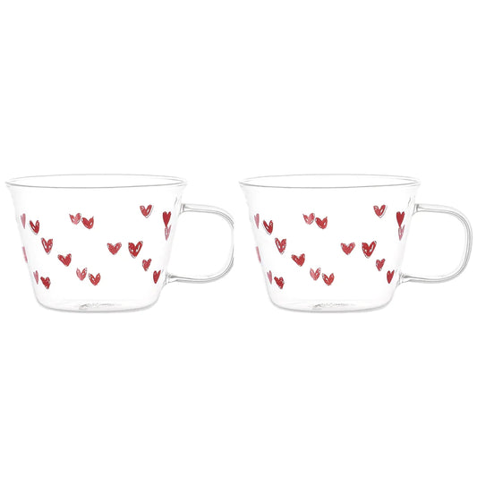 Set 2 Tazze Cuori Rossi