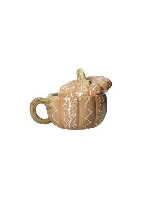 TAZZA ZUCCA ARANCIO CON COPERCHIO DOLOMITE