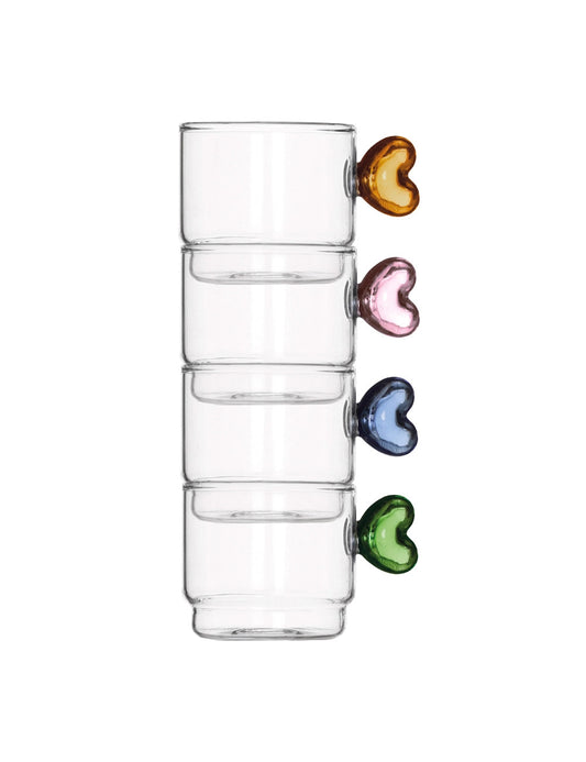 TAZZINA CUORE IMPILABILE COLORI ASSORTITI SET 4 PZ VETRO
