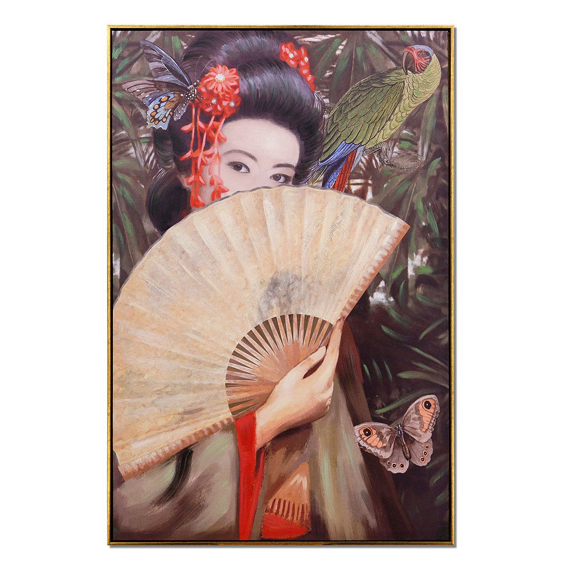 Tela Decorativa "Geisha con Ventaglio"