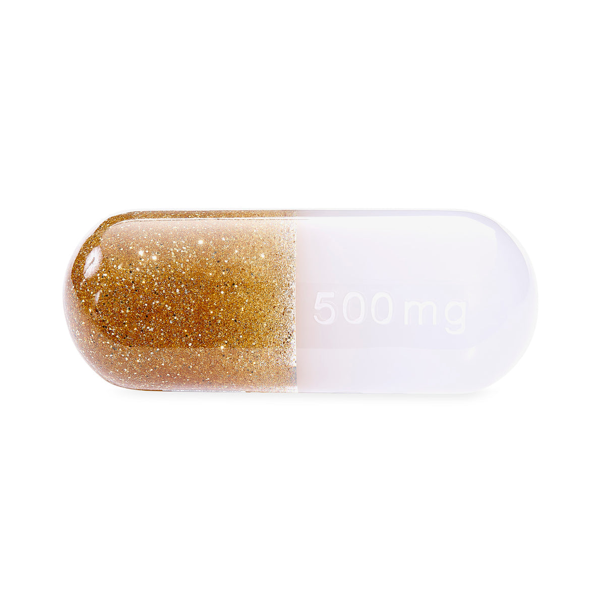 Large Acrylic Pill Gold Glitter
